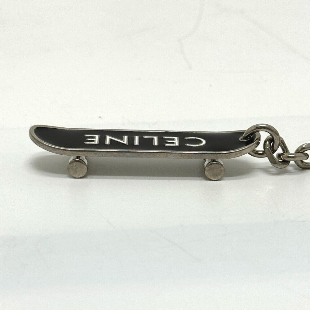 CELINE skateboard Bag Charm Key Holder Metal Black/Silver - Picture 3 of 8